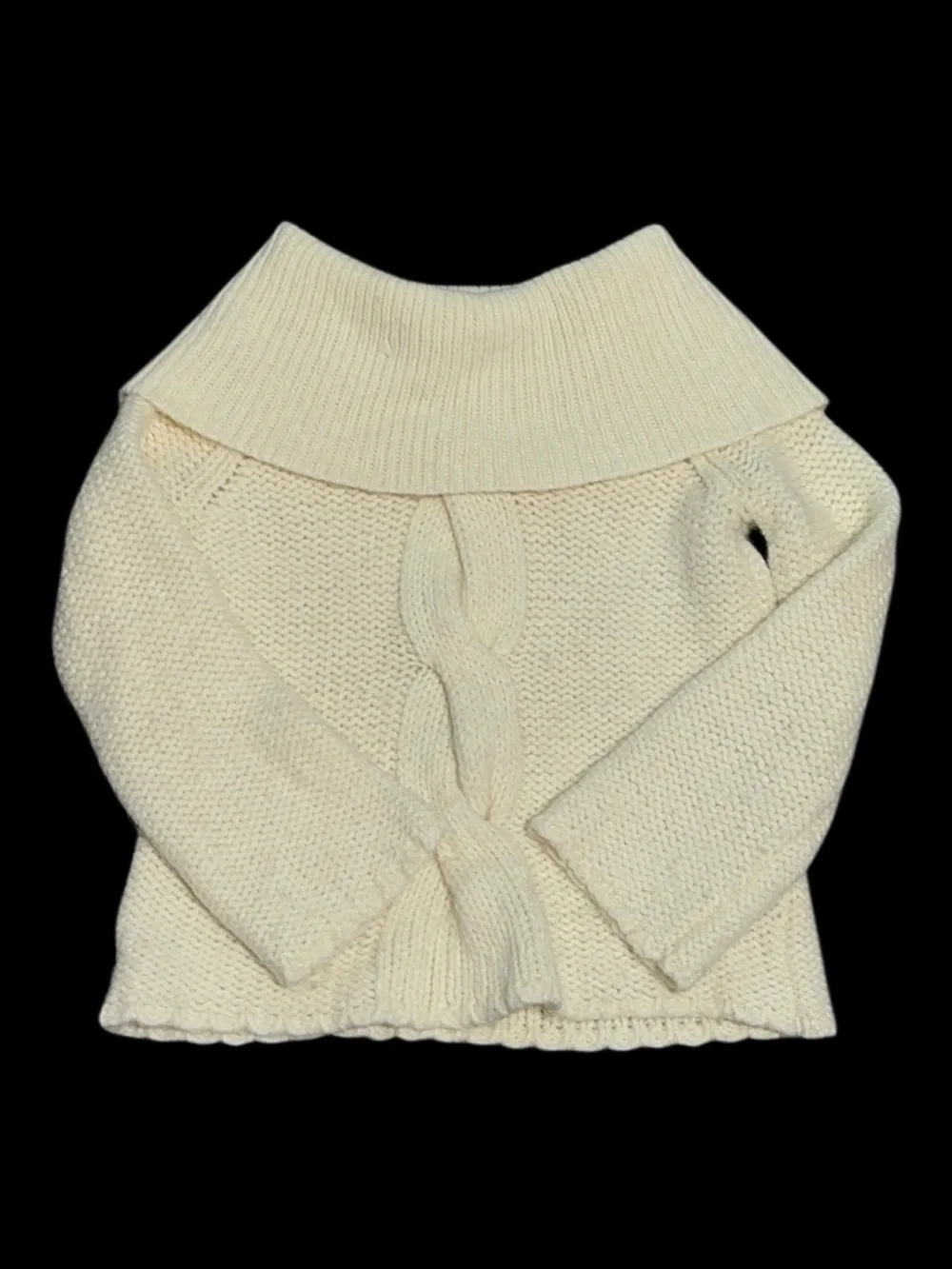 Michael Kors Cream Off-the-Shoulder Cable Knit Sweater